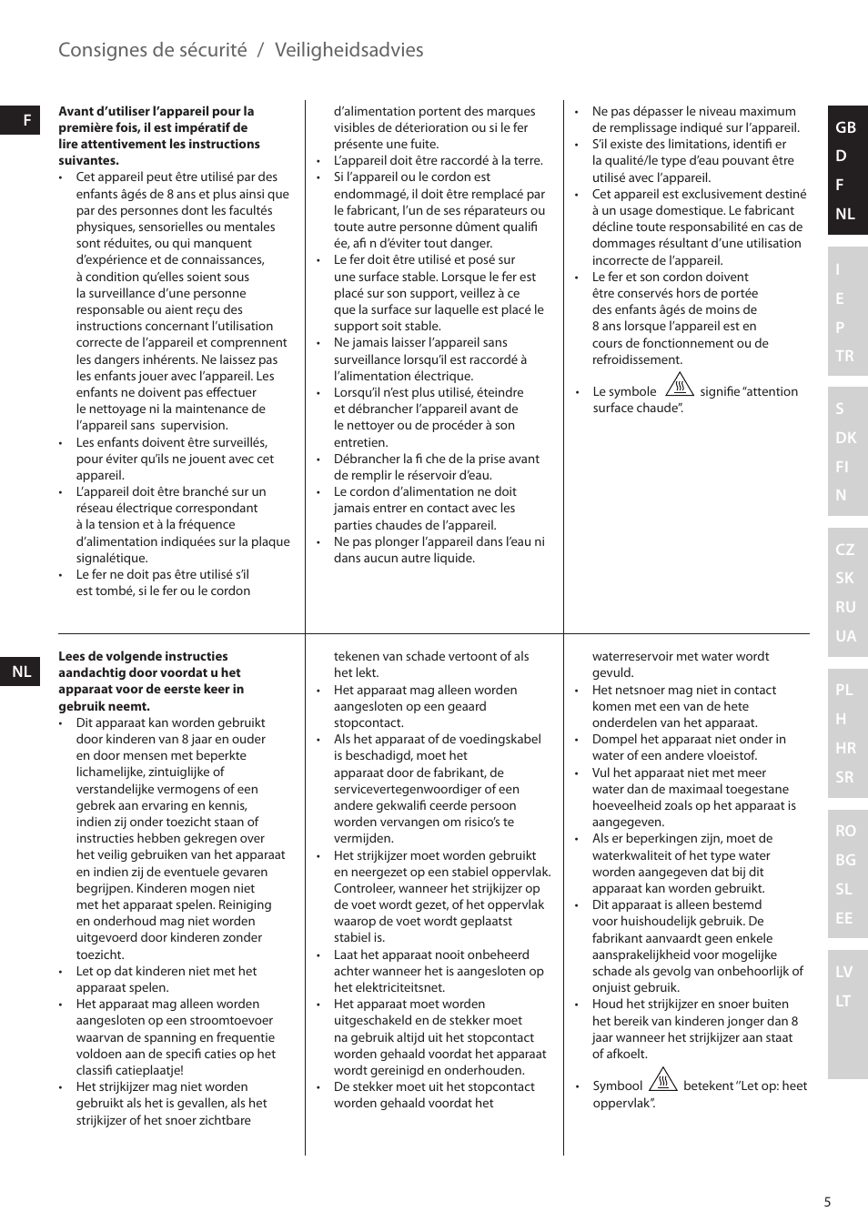 Consignes de sécurité, Veiligheidsadvies | Electrolux EDBS2300 User Manual | Page 5 / 124