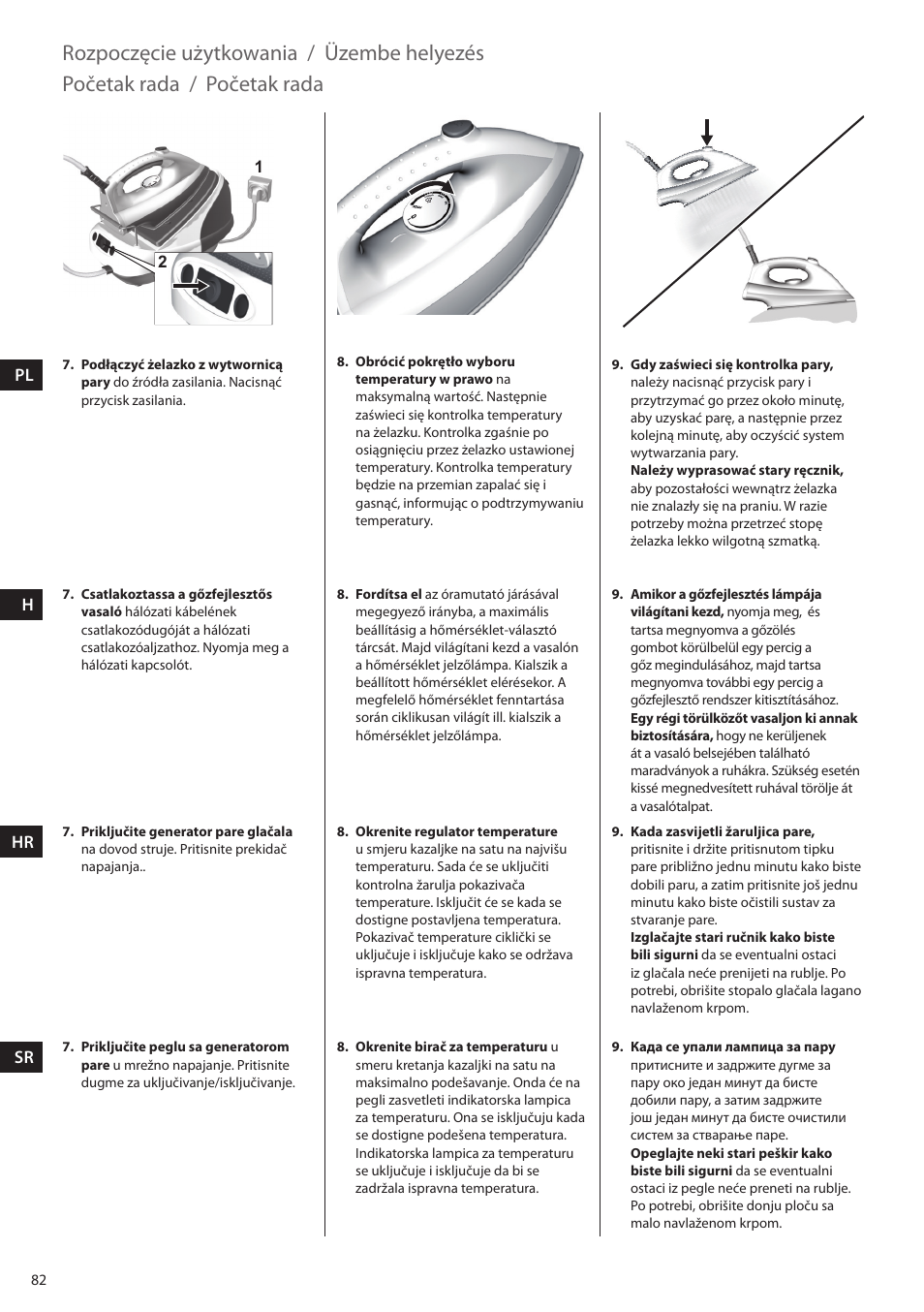 Rozpoczęcie użytkowania, Üzembe helyezés, Početak rada | Electrolux EDBS2300 User Manual | Page 82 / 124