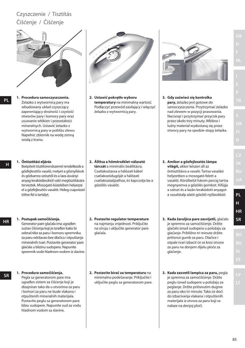 Czyszczenie, Tisztítás, Čišćenje | Electrolux EDBS2300 User Manual | Page 85 / 124