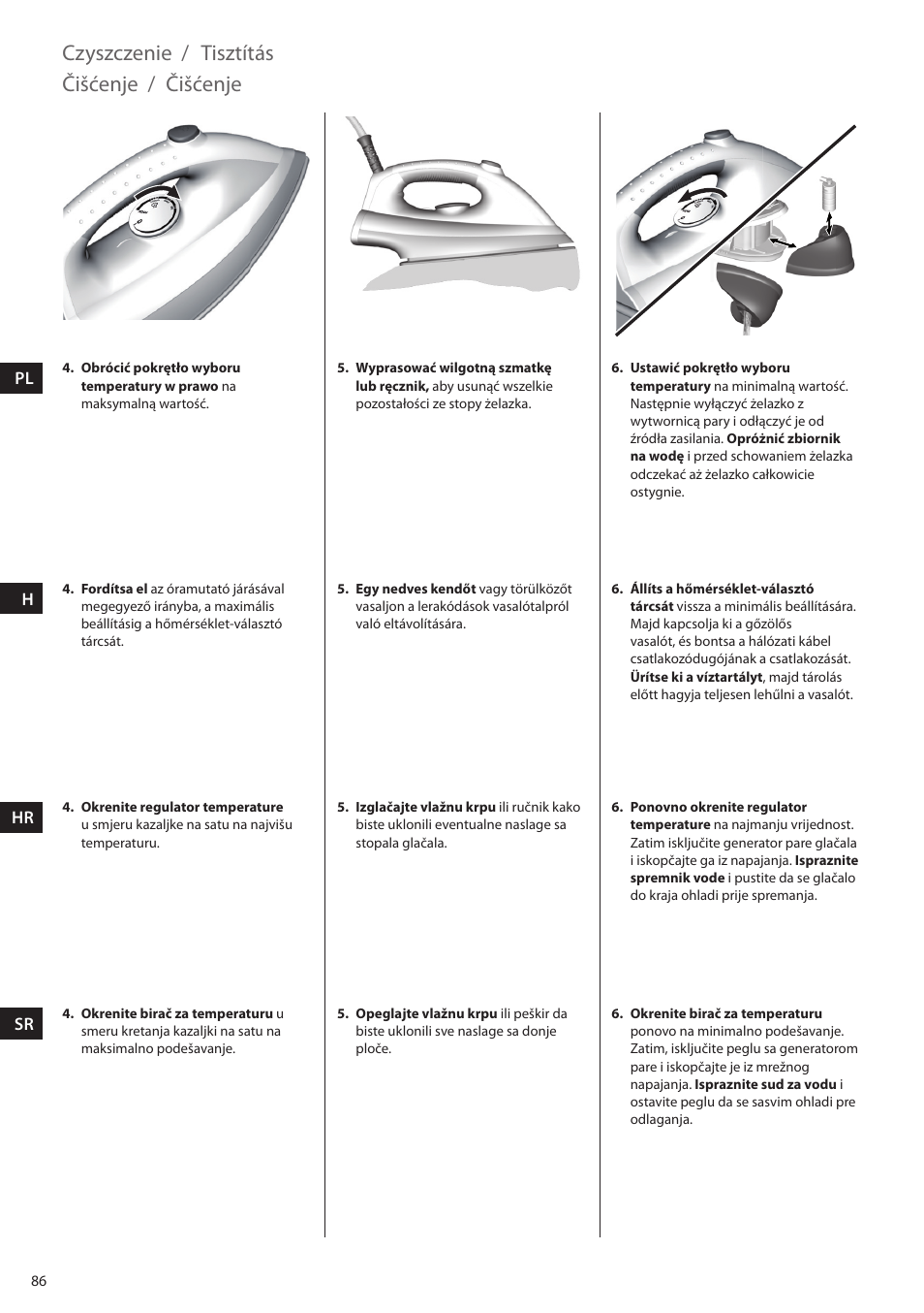 Czyszczenie, Tisztítás, Čišćenje | Electrolux EDBS2300 User Manual | Page 86 / 124