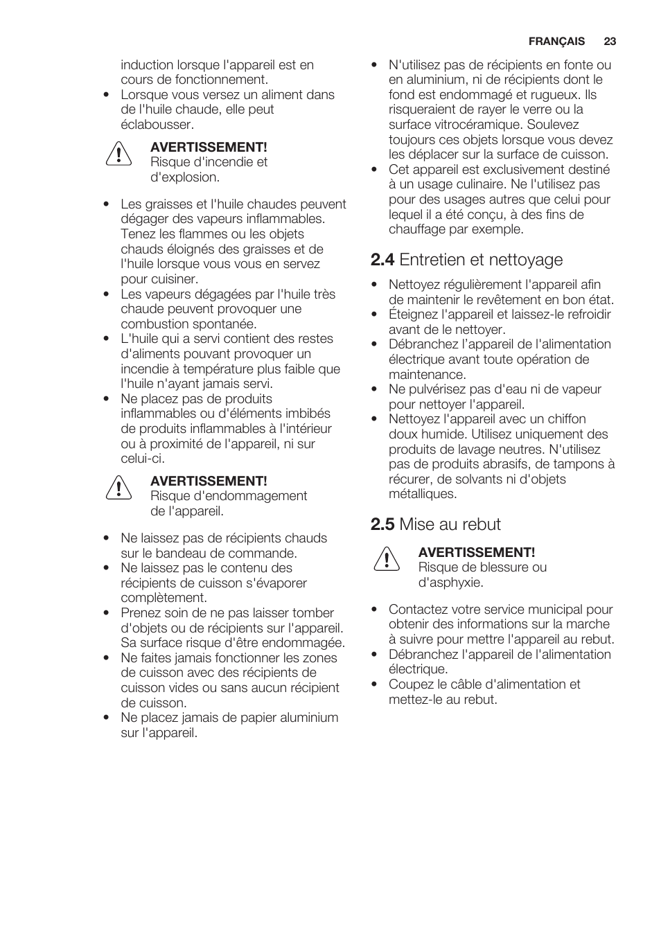 4 entretien et nettoyage, 5 mise au rebut | Electrolux EHO8840FOG User Manual | Page 23 / 76