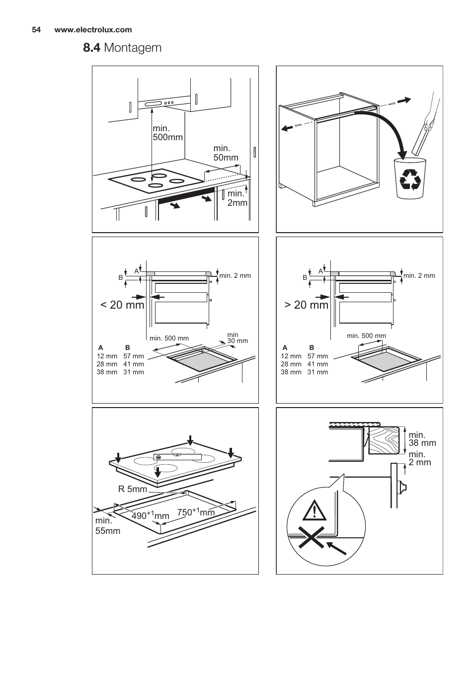 4 montagem, 20 mm | Electrolux EHO8840FOG User Manual | Page 54 / 76
