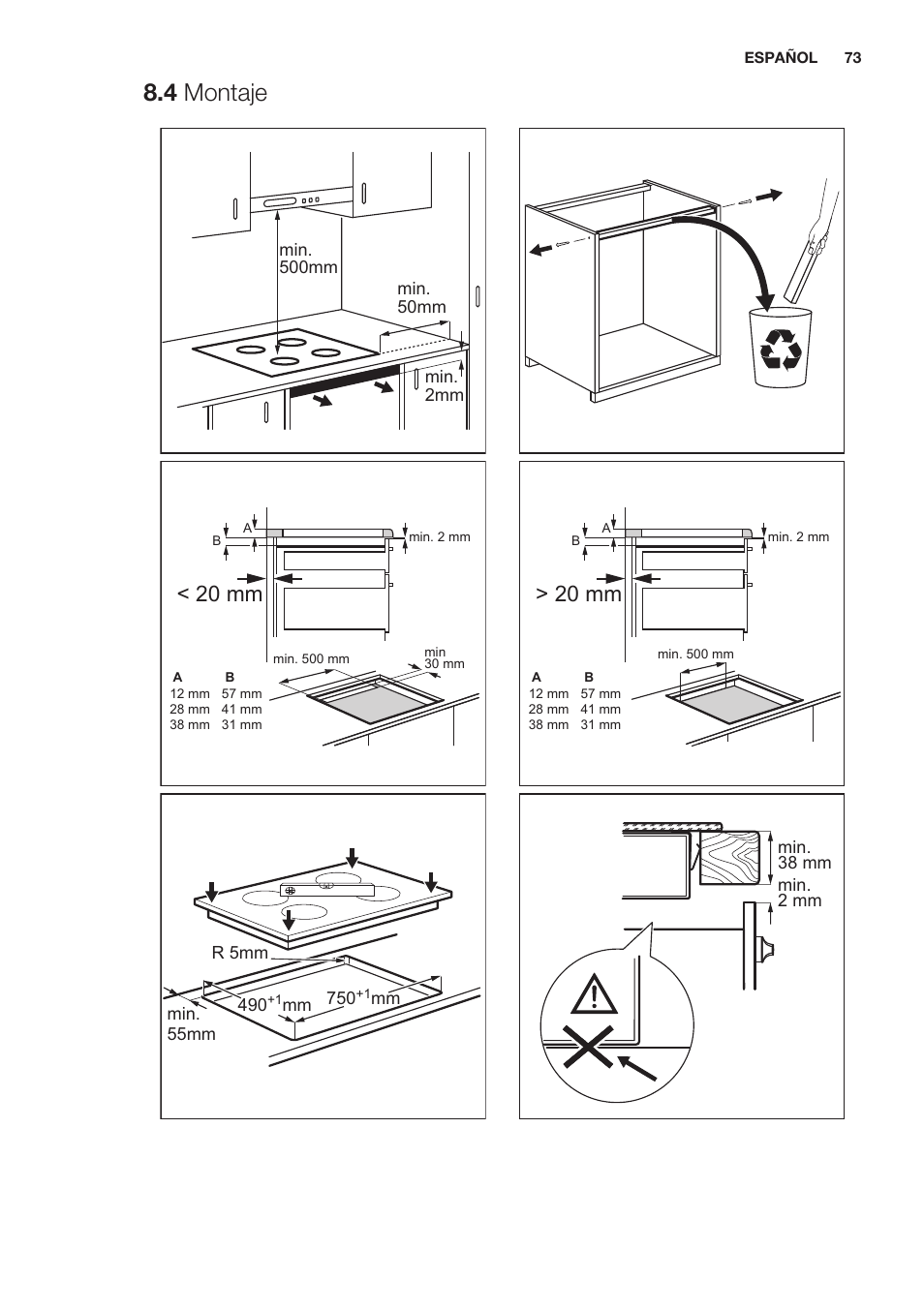 4 montaje, 20 mm | Electrolux EHO8840FOG User Manual | Page 73 / 76