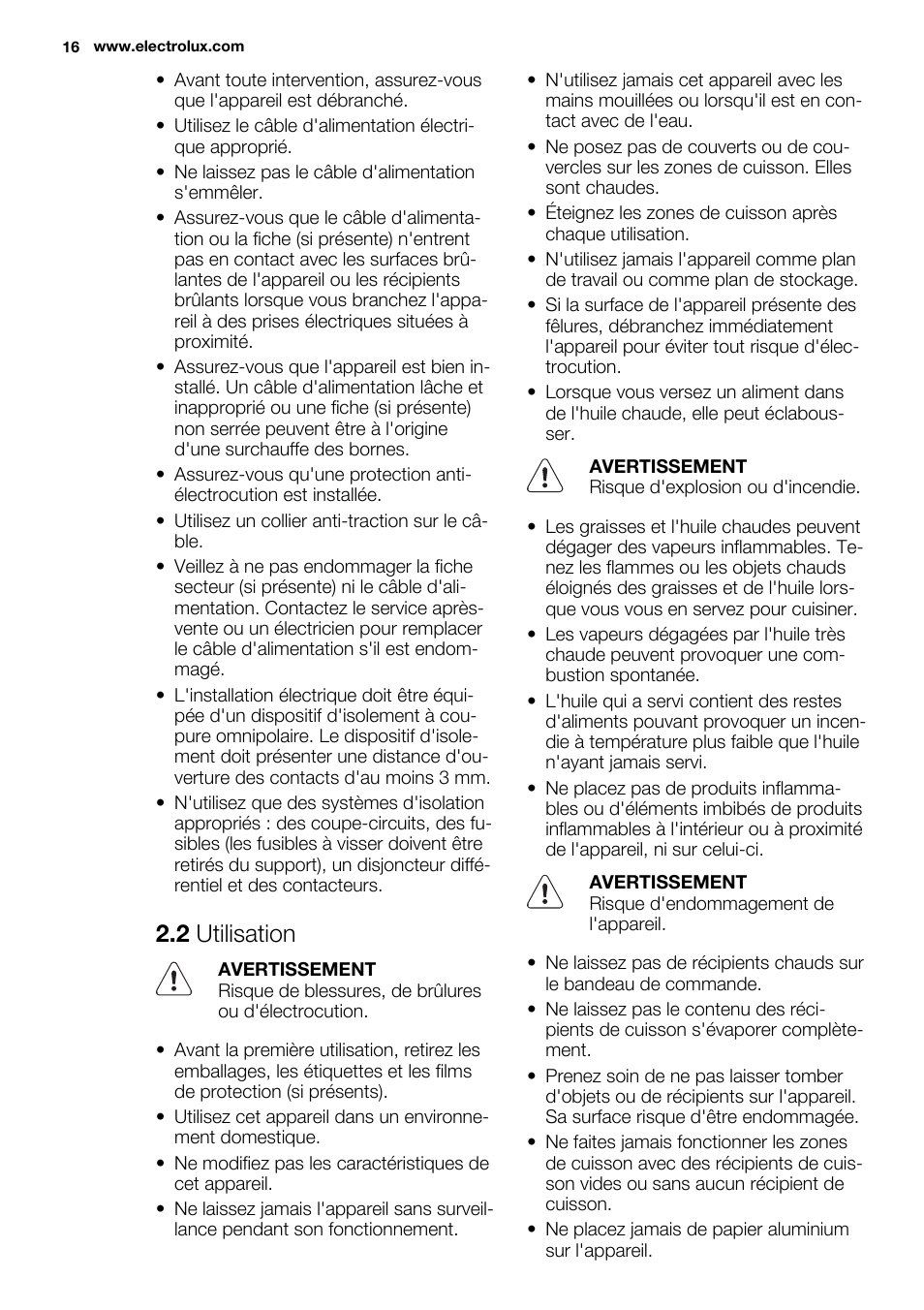 2 utilisation | Electrolux EHF6232FOK User Manual | Page 16 / 52