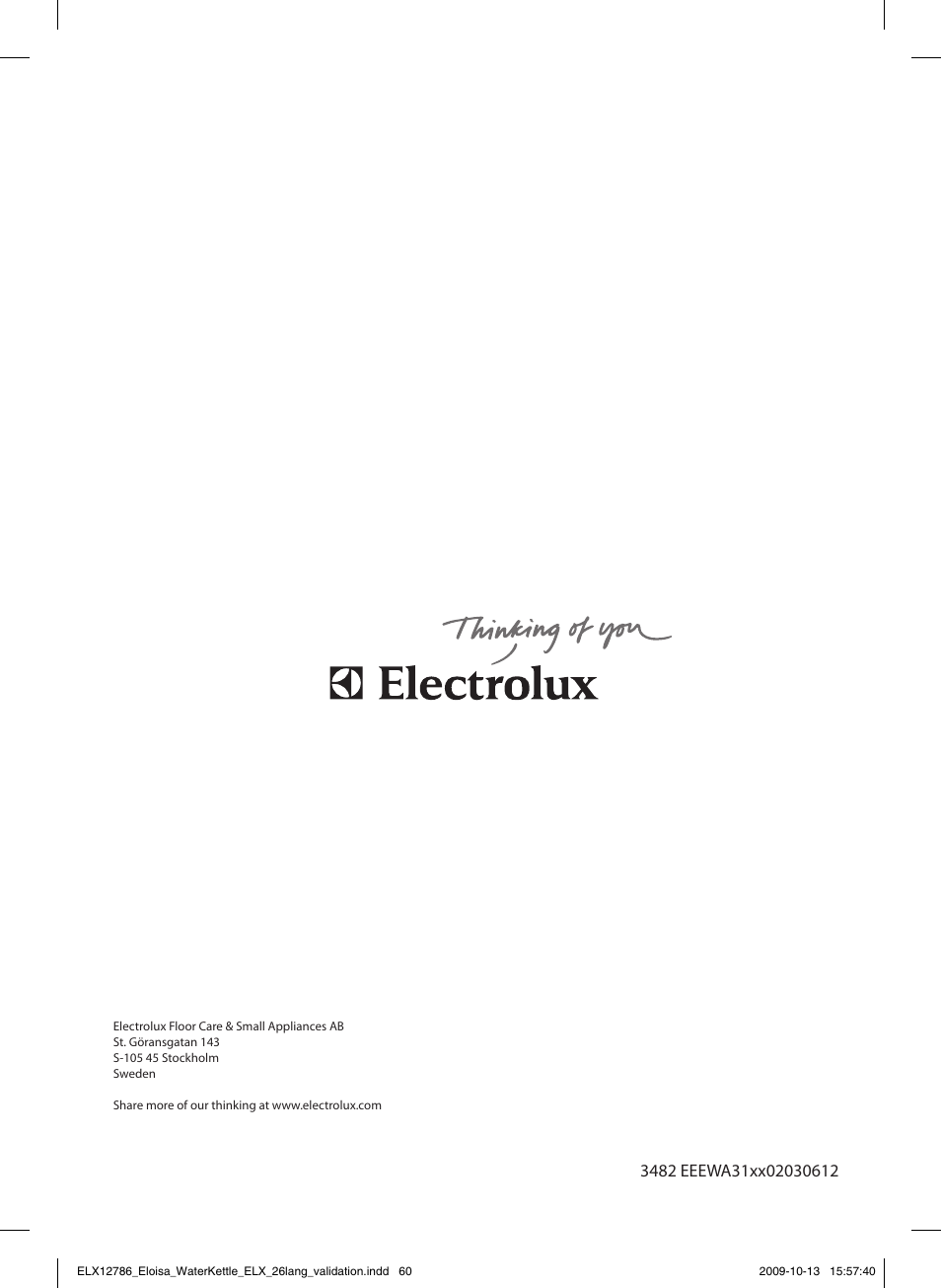 Electrolux EEWA3100 User Manual | Page 60 / 60