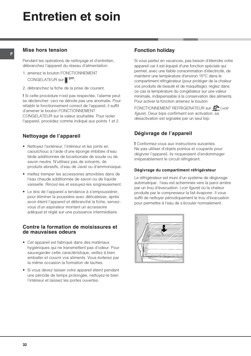 Entretien et soin | Hotpoint Ariston Combiné NMBL 1922 CVW-HA User Manual | Page 32 / 60