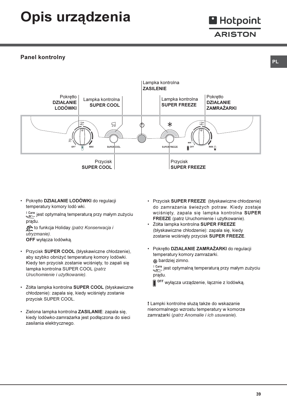 Opis urz¹dzenia | Hotpoint Ariston Combiné NMBL 1922 CVW-HA User Manual | Page 39 / 60