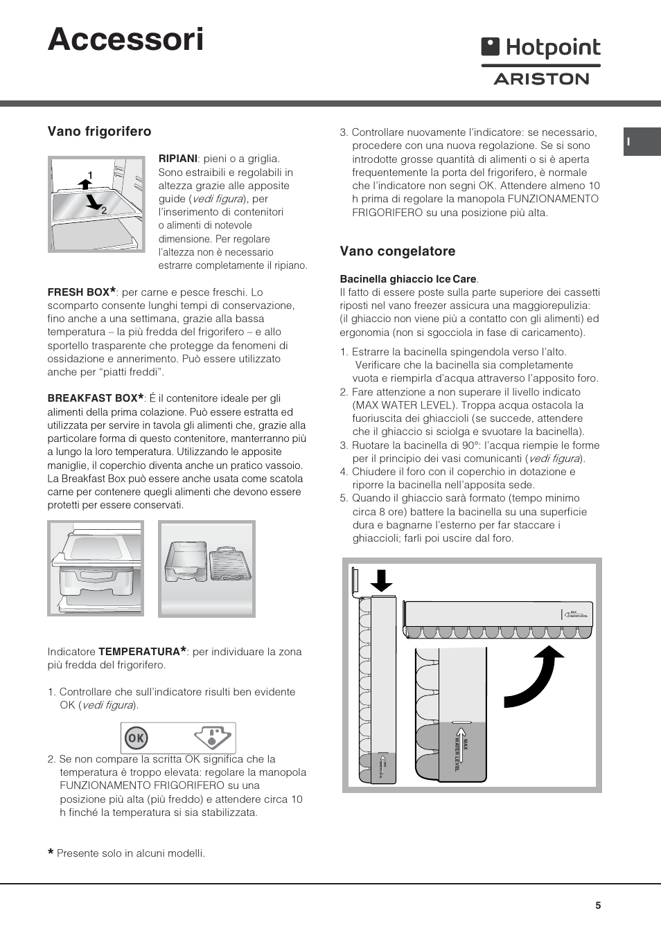 Accessori, Vano frigorifero, Vano congelatore | Hotpoint Ariston Combiné NMBL 1922 CVW-HA User Manual | Page 5 / 60