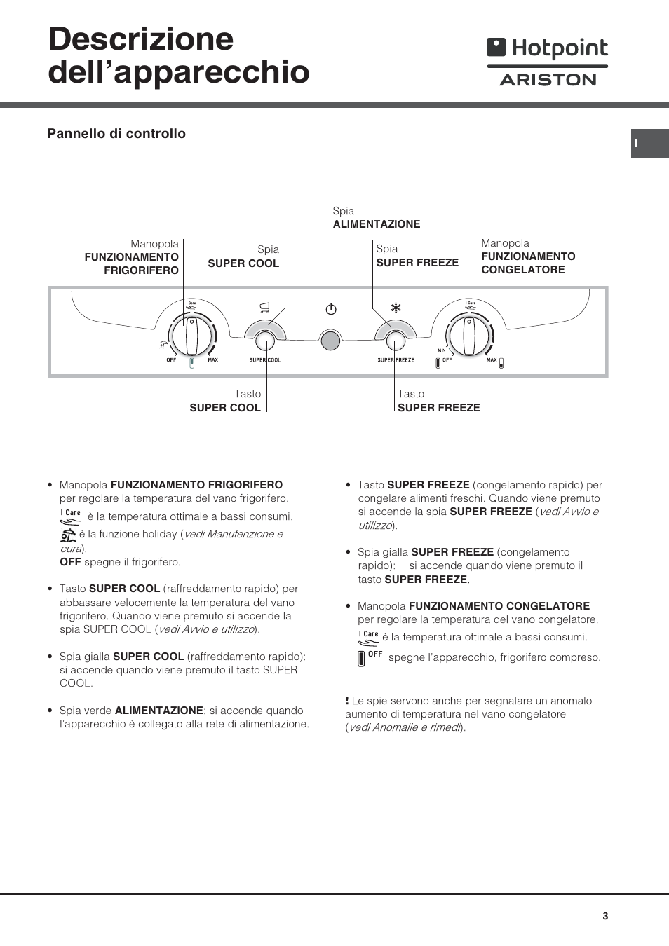 Descrizione dellapparecchio | Hotpoint Ariston Combiné NMBL 1921 FW-HA User Manual | Page 3 / 60