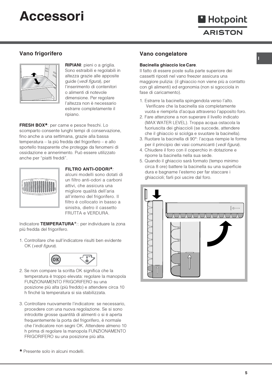 Accessori, Vano frigorifero, Vano congelatore | Hotpoint Ariston Combiné NMBL 1921 FW-HA User Manual | Page 5 / 60