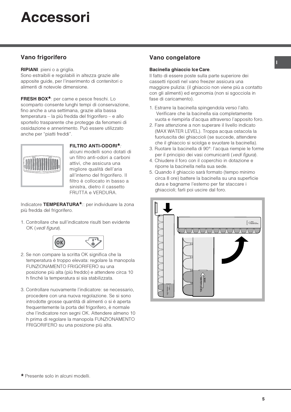 Accessori, Vano frigorifero, Vano congelatore | Hotpoint Ariston Combiné NMBL 1922 FW-HA User Manual | Page 5 / 48