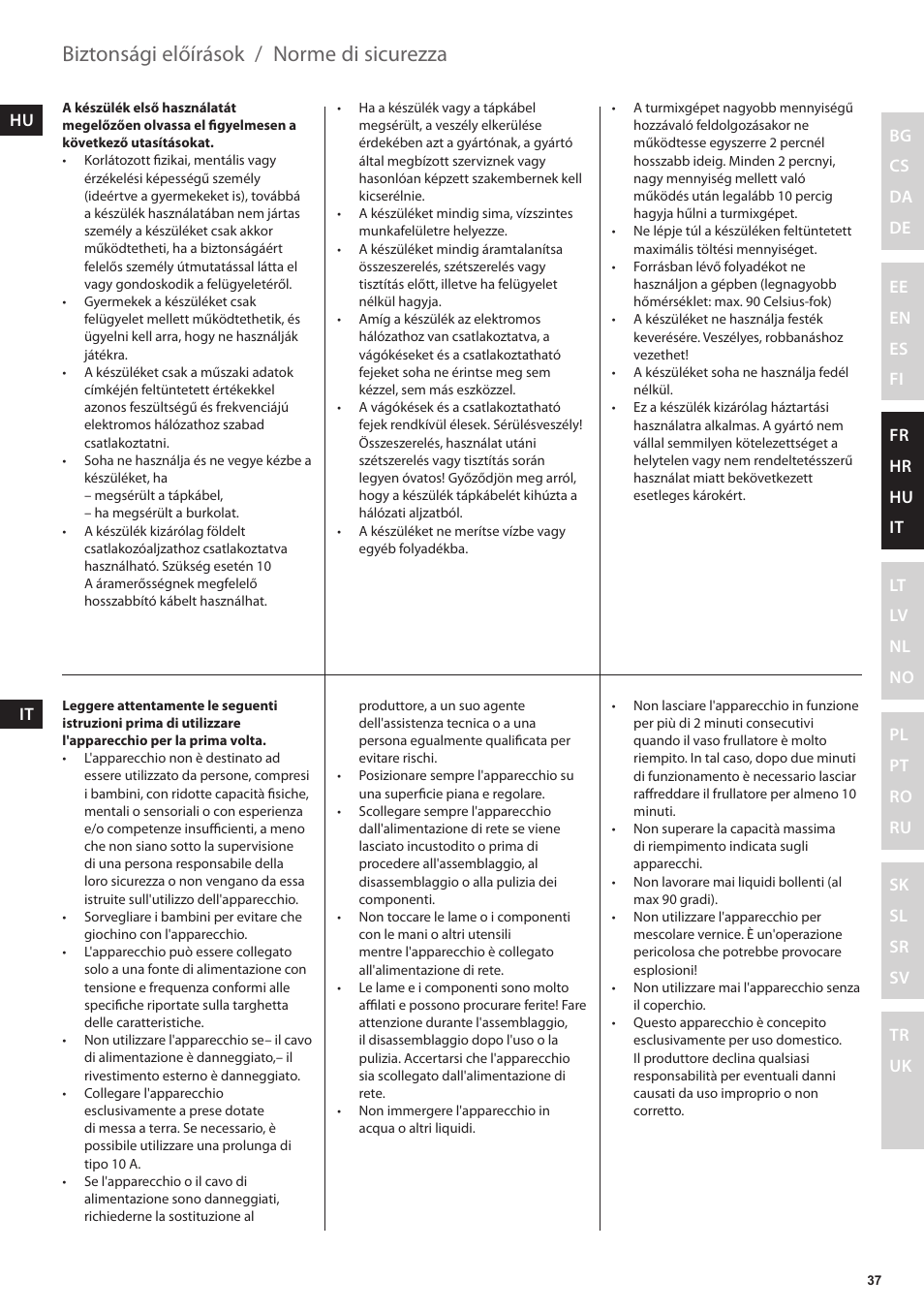 Norme di sicurezza, Biztonsági előírások | Electrolux ESB3400 User Manual | Page 37 / 112