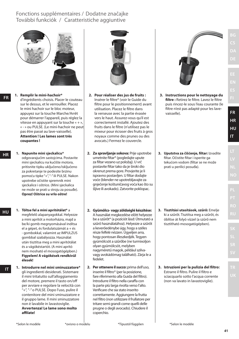 Fonctions supplémentaires | Electrolux ESB3400 User Manual | Page 41 / 112