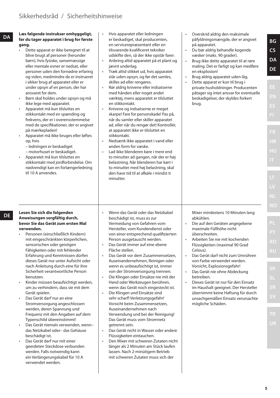 Sicherheitshinweise, Sikkerhedsråd | Electrolux ESB3400 User Manual | Page 5 / 112