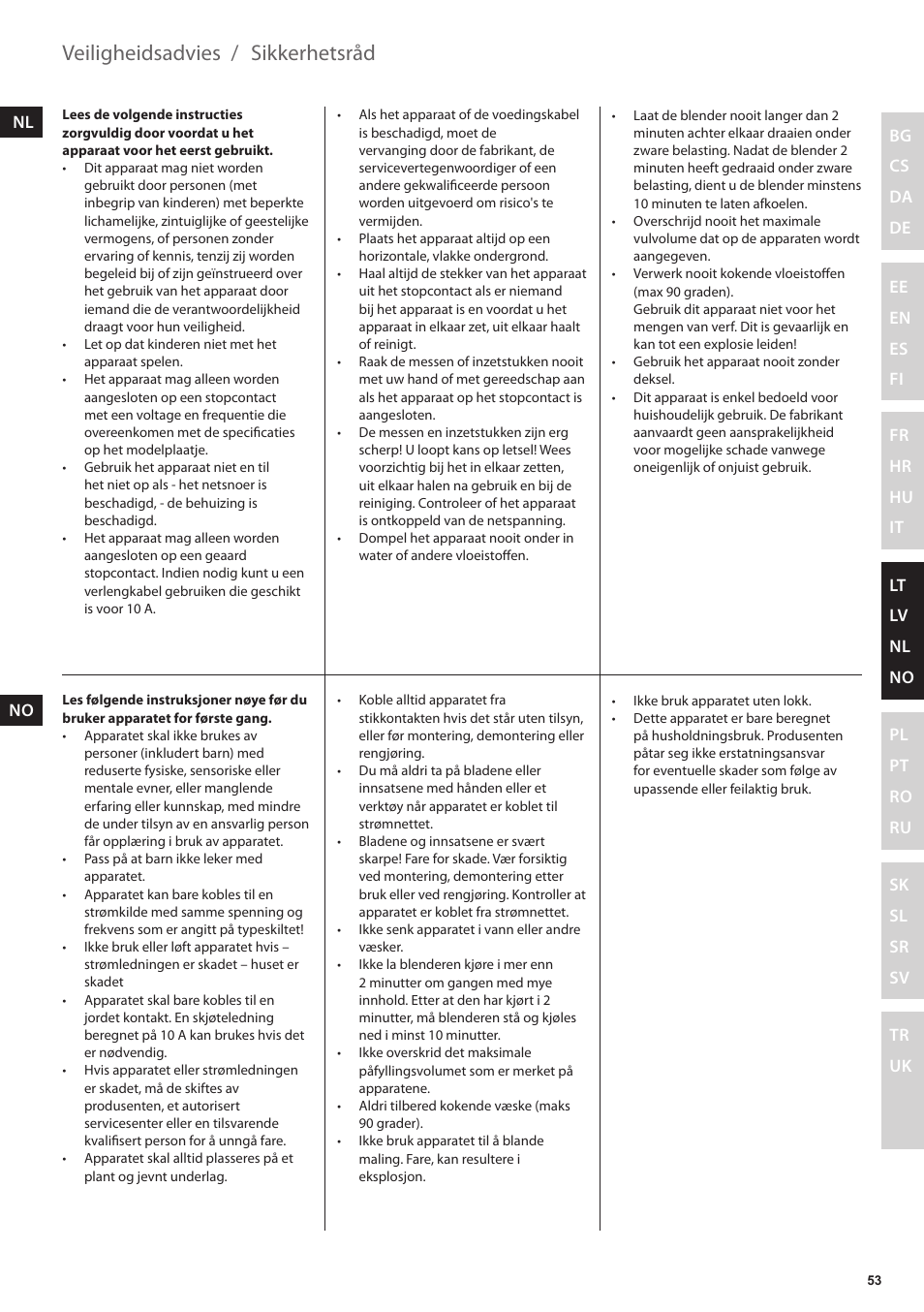 Sikkerhetsråd, Veiligheidsadvies | Electrolux ESB3400 User Manual | Page 53 / 112