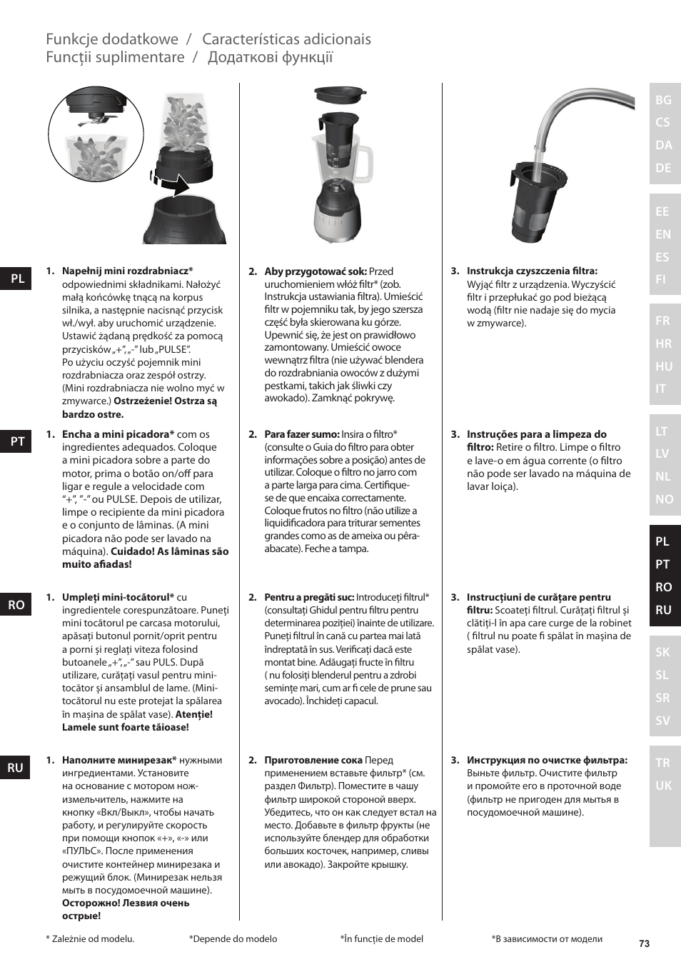 Funkcje dodatkowe | Electrolux ESB3400 User Manual | Page 73 / 112