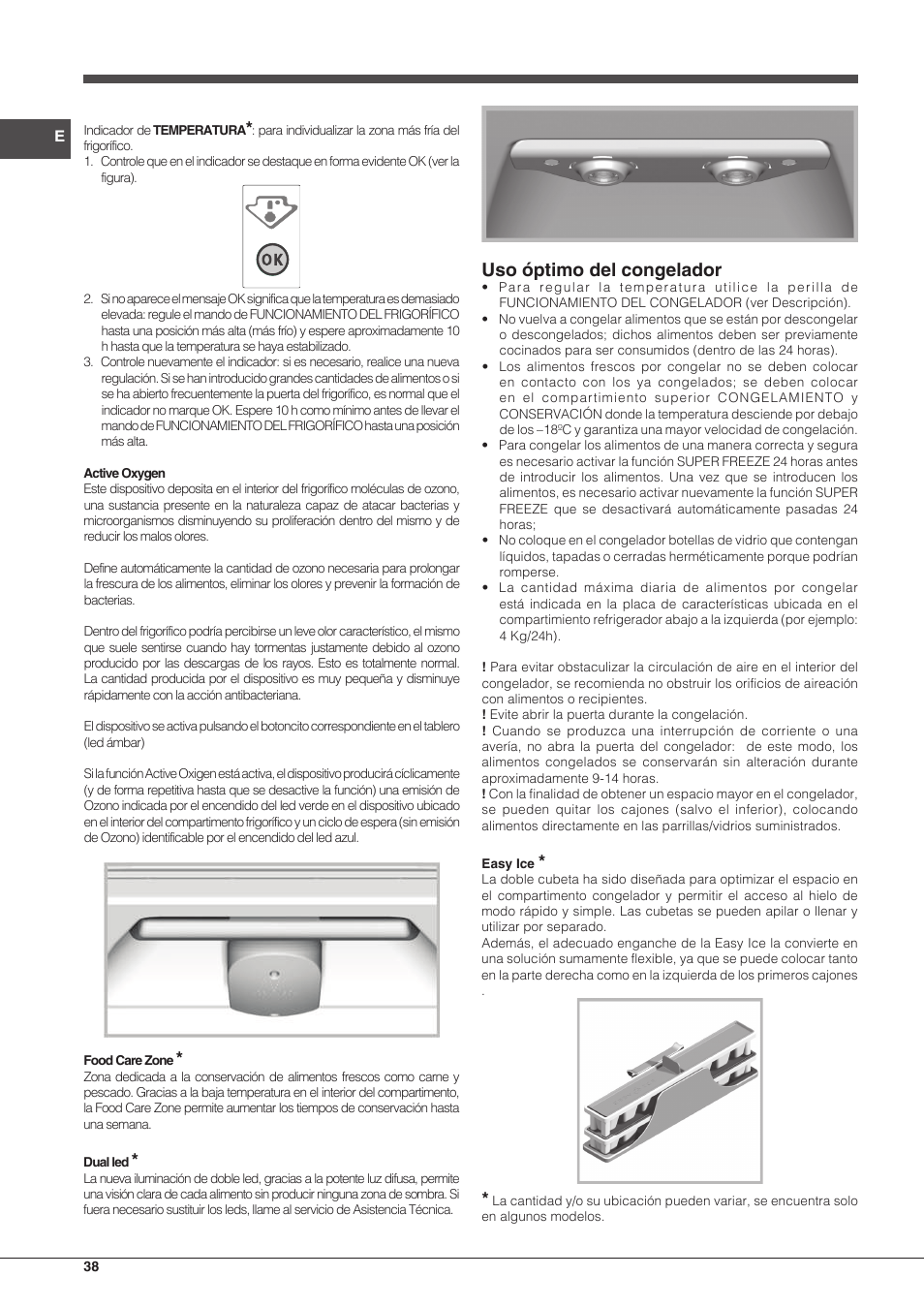 Uso óptimo del congelador | Hotpoint Ariston Combiné EBLH 18213 F O3 User Manual | Page 38 / 52