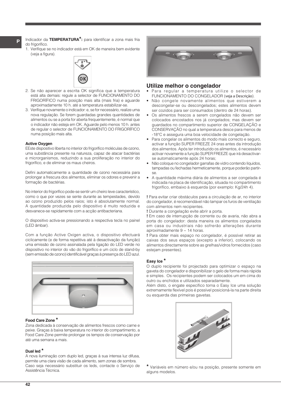 Utilize melhor o congelador | Hotpoint Ariston Combiné EBLH 18213 F O3 User Manual | Page 42 / 52