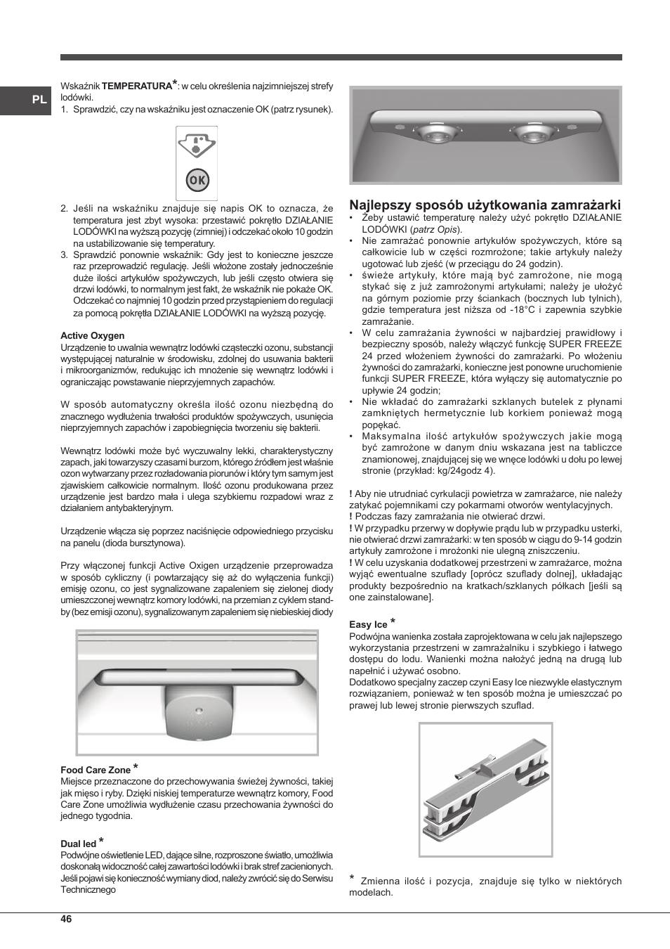 Najlepszy sposób użytkowania zamrażarki | Hotpoint Ariston Combiné EBLH 18213 F O3 User Manual | Page 46 / 52