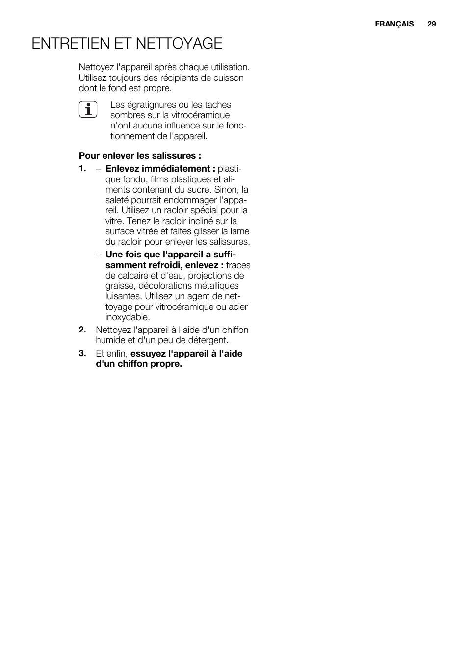Entretien et nettoyage | Electrolux EHH6332FOK User Manual | Page 29 / 72