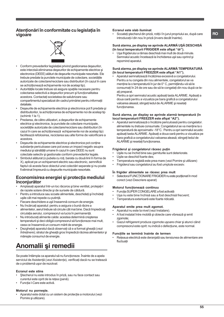 Hotpoint Ariston Combiné EBYH 18213 F O3 User Manual | Page 55 / 64