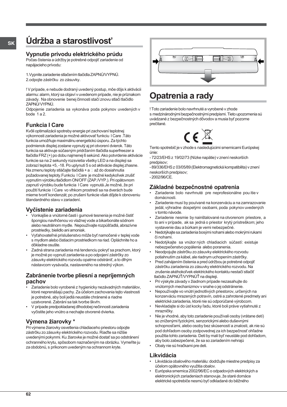 Hotpoint Ariston Combiné EBYH 18213 F O3 User Manual | Page 62 / 64
