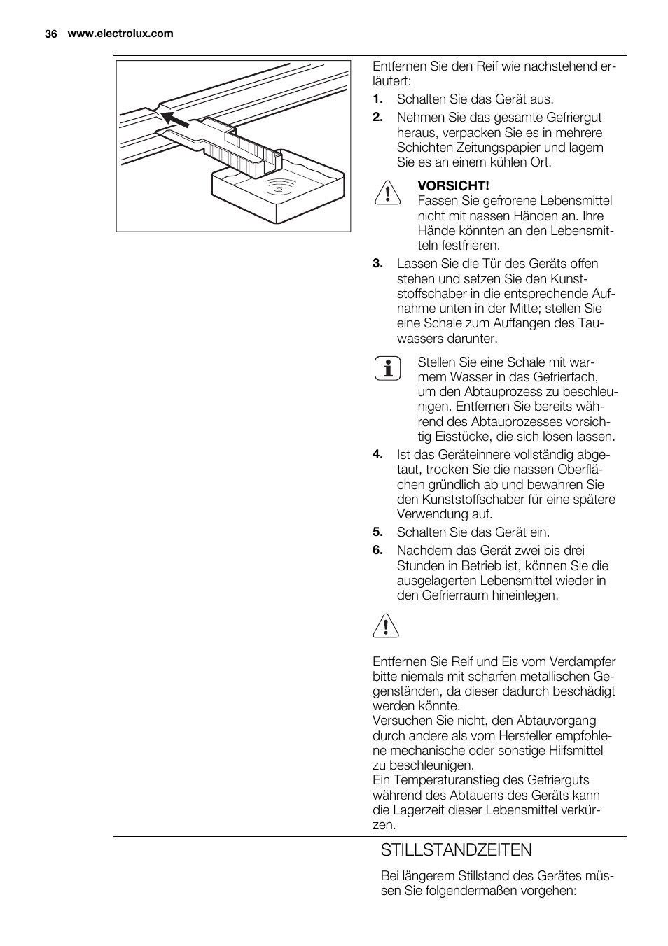 Stillstandzeiten | Electrolux ENN2911AOW User Manual | Page 36 / 76