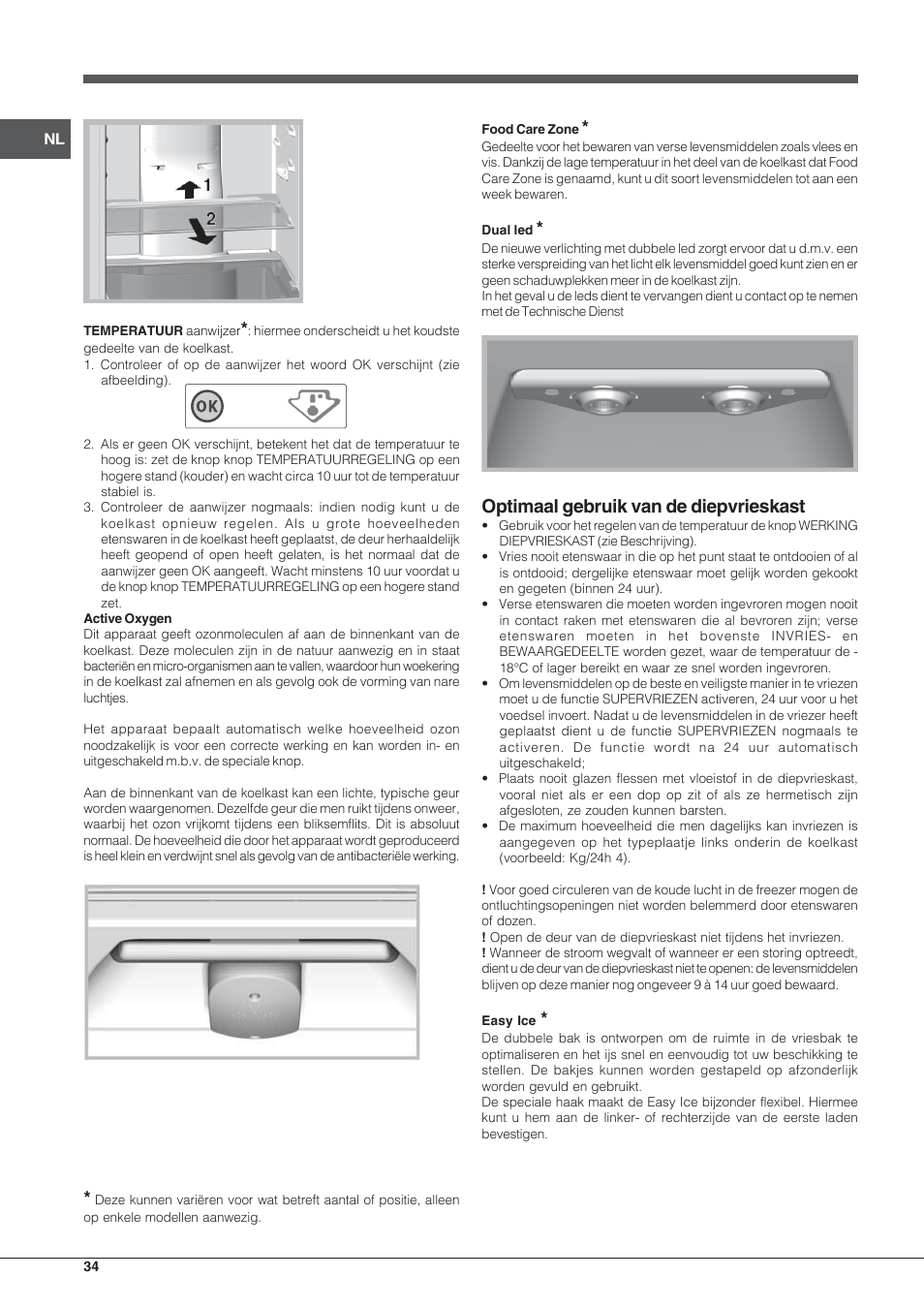 Optimaal gebruik van de diepvrieskast | Hotpoint Ariston Combiné EBLH 18223 F O3 User Manual | Page 34 / 52