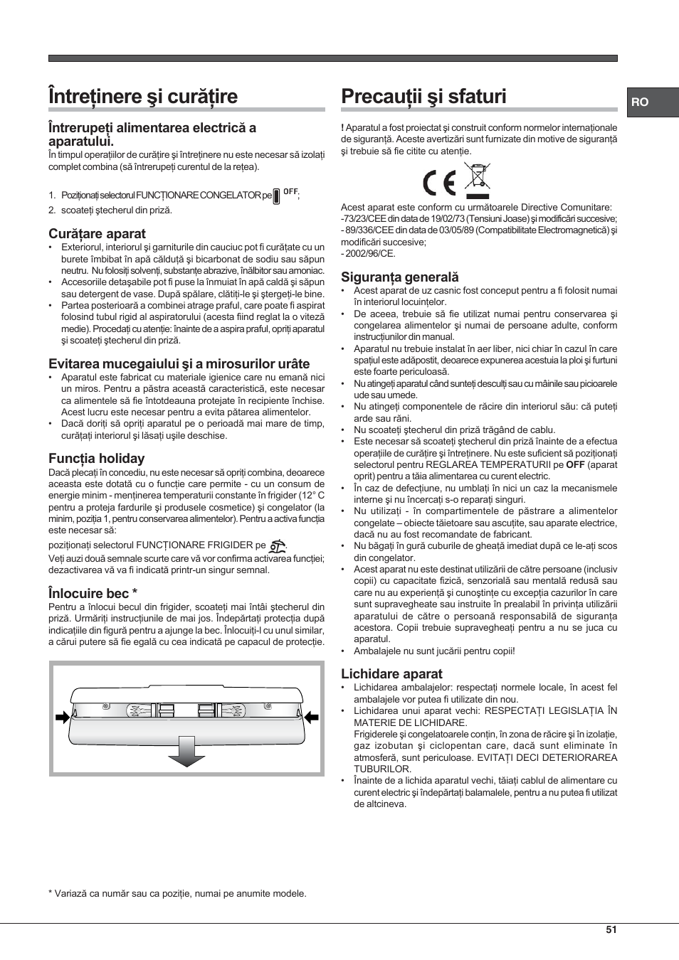 Hotpoint Ariston Combiné EBLH 18223 F O3 User Manual | Page 51 / 52
