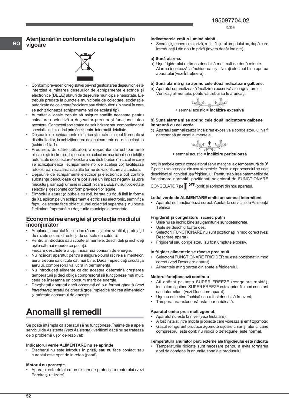 Hotpoint Ariston Combiné EBLH 18223 F O3 User Manual | Page 52 / 52