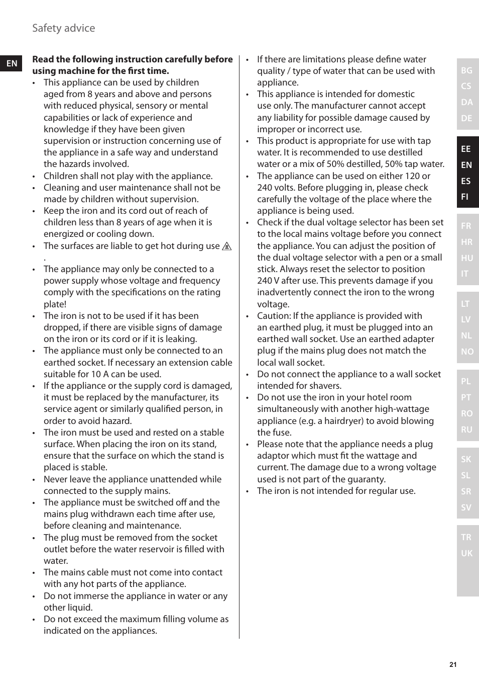 Electrolux EDBT800 User Manual | Page 21 / 108