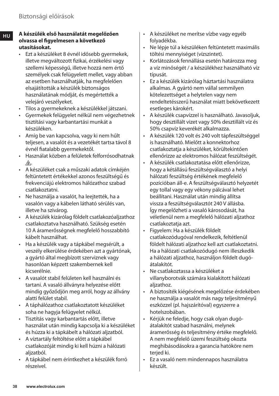 Electrolux EDBT800 User Manual | Page 38 / 108