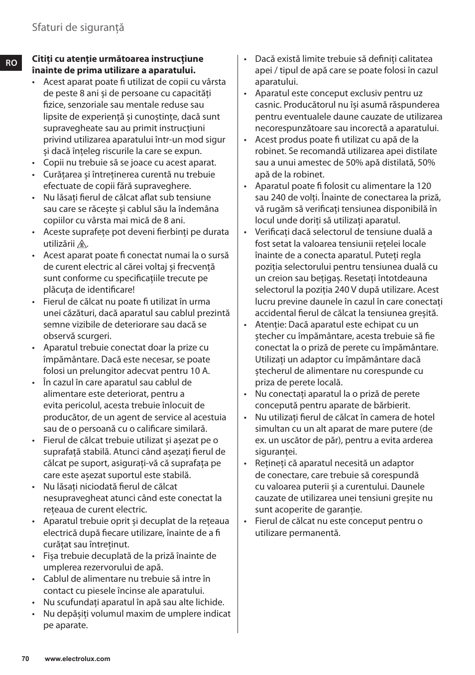 Electrolux EDBT800 User Manual | Page 70 / 108