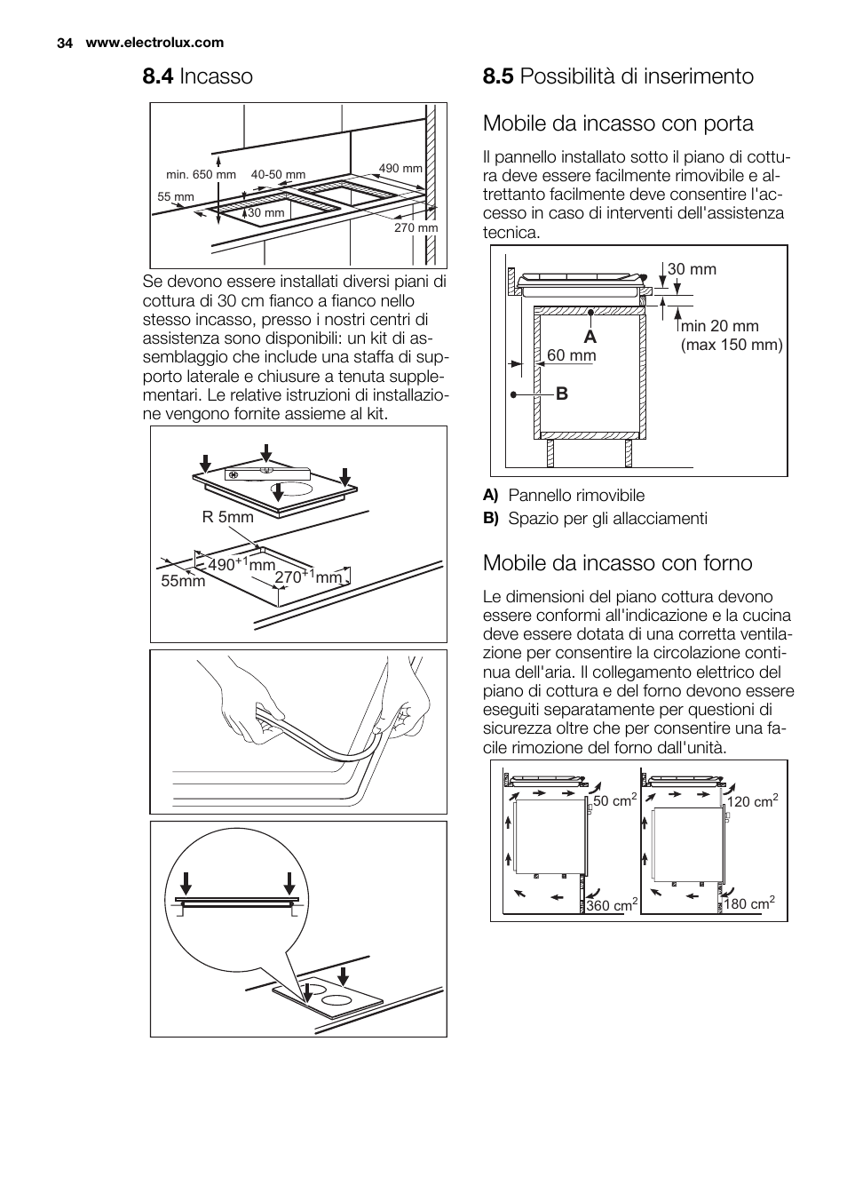 4 incasso, Mobile da incasso con forno | Electrolux EHF3920BOK User Manual | Page 34 / 72