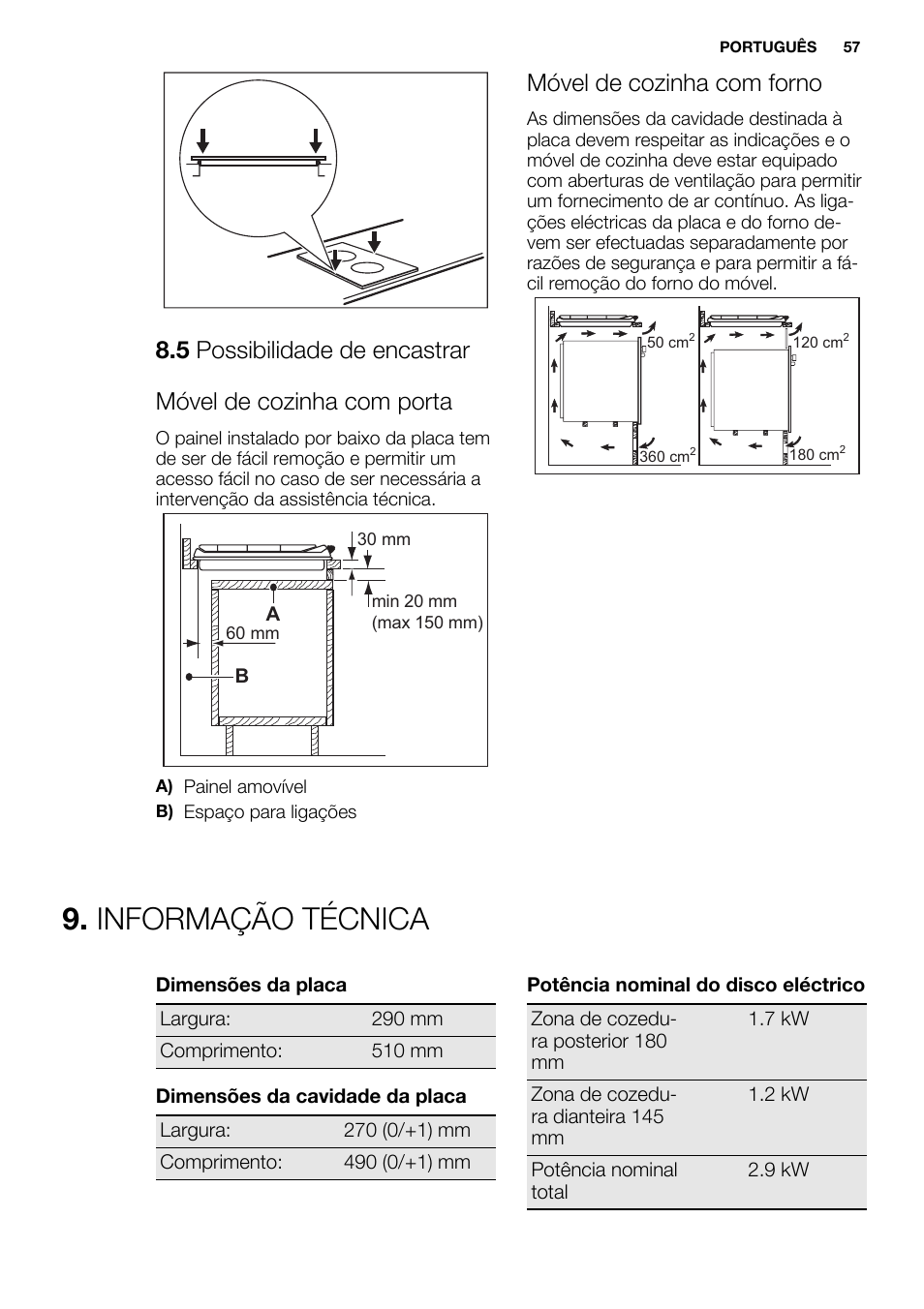 Informação técnica, Móvel de cozinha com forno | Electrolux EHF3920BOK User Manual | Page 57 / 72