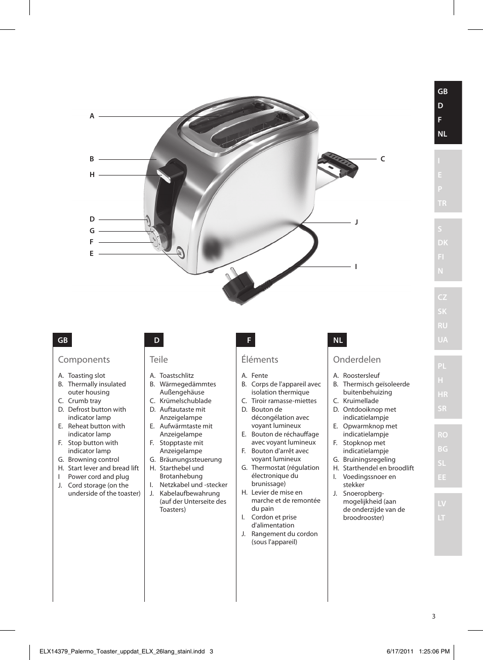 Components teile éléments onderdelen | Electrolux EAT7100R User Manual | Page 3 / 48