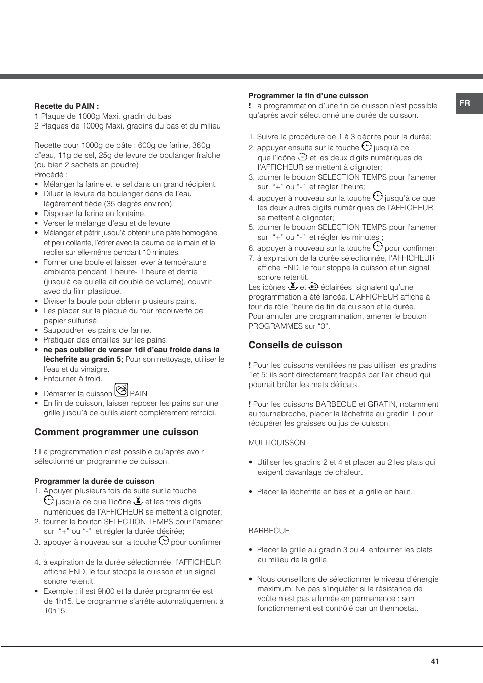 Comment programmer une cuisson, Conseils de cuisson | Hotpoint Ariston CE6IFA.T X F-HA S User Manual | Page 41 / 64