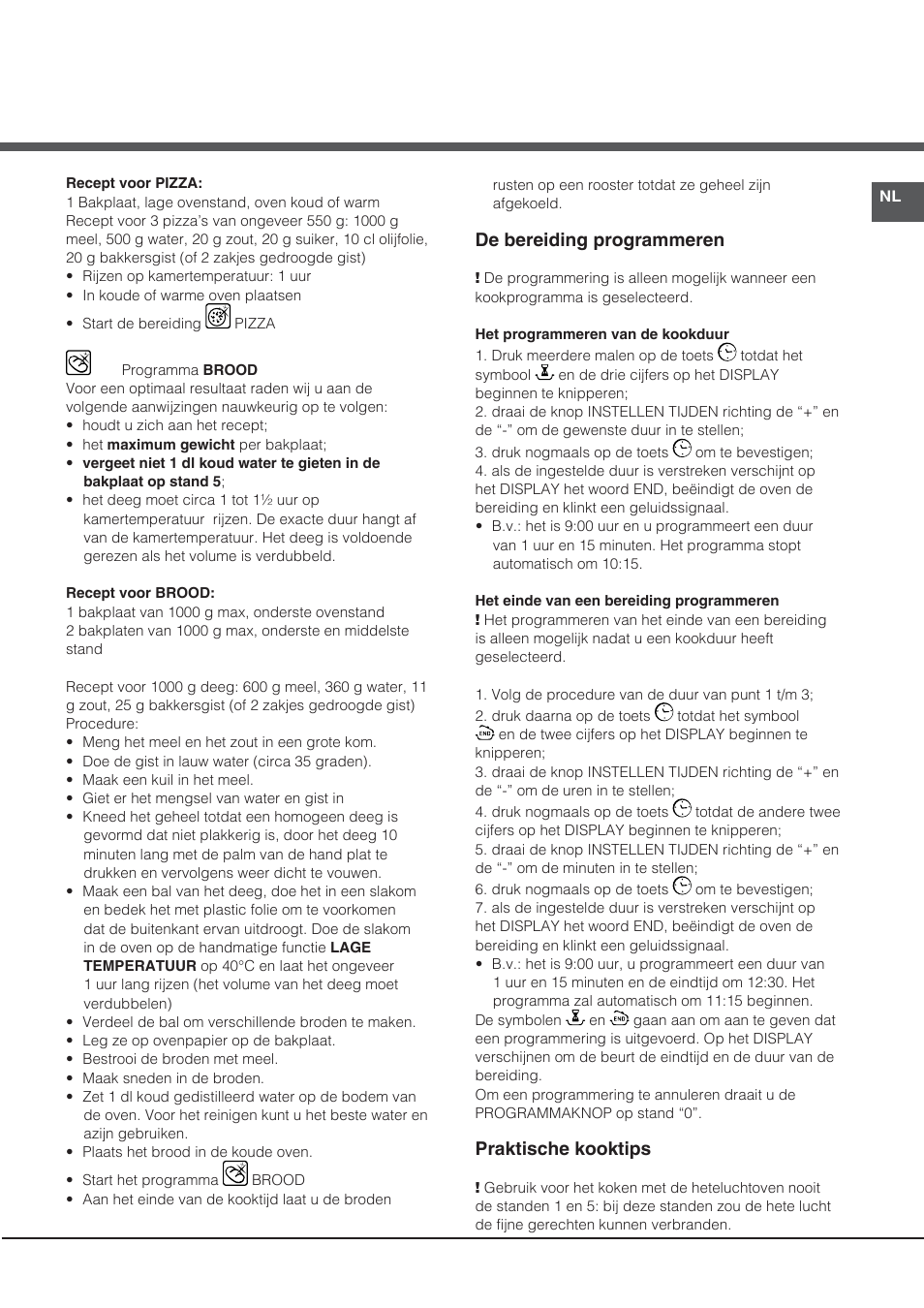 De bereiding programmeren, Praktische kooktips | Hotpoint Ariston CE6IFA.T X F-HA S User Manual | Page 55 / 64