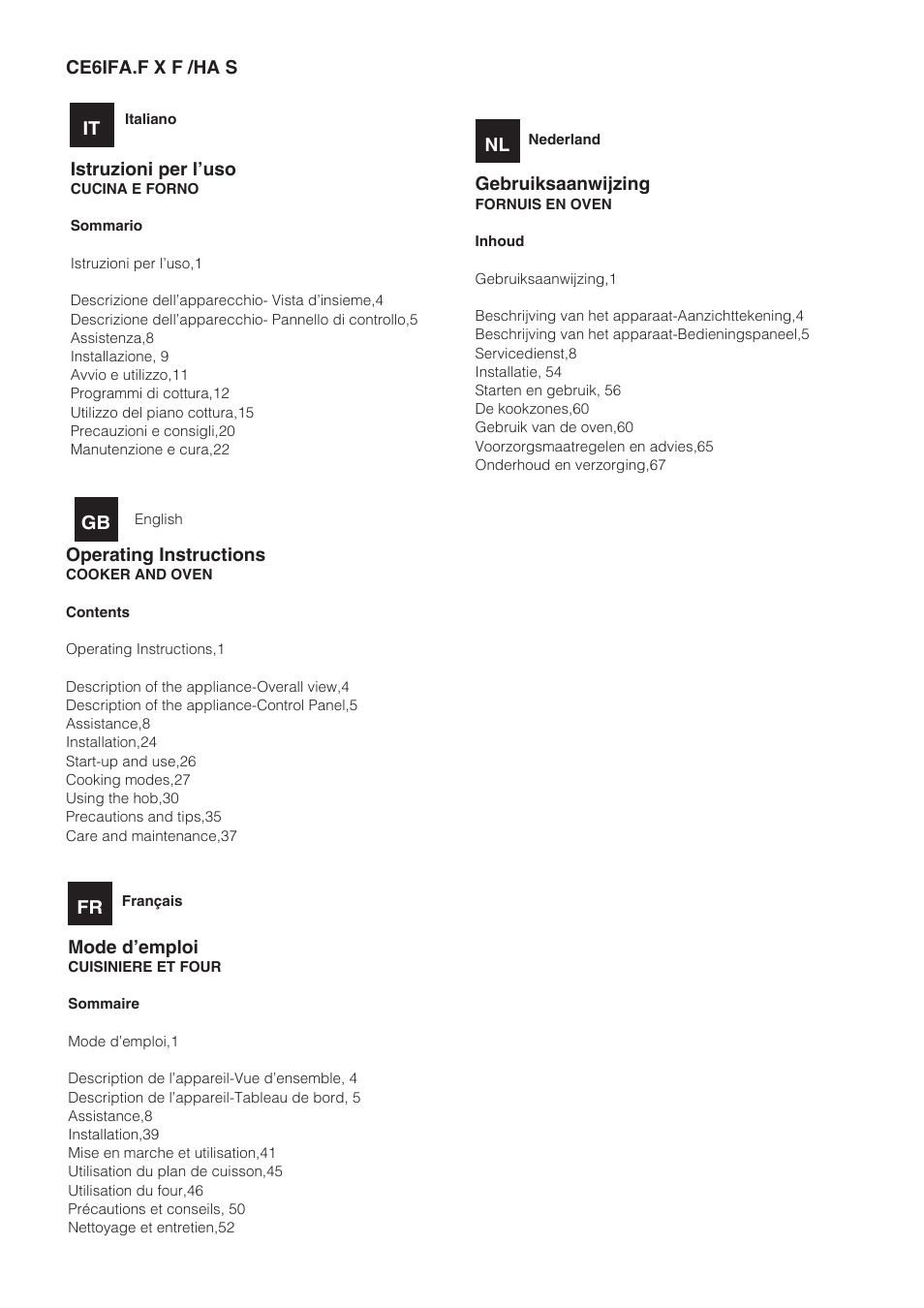 Hotpoint Ariston CE6IFA.F X F-HA S User Manual | 68 pages