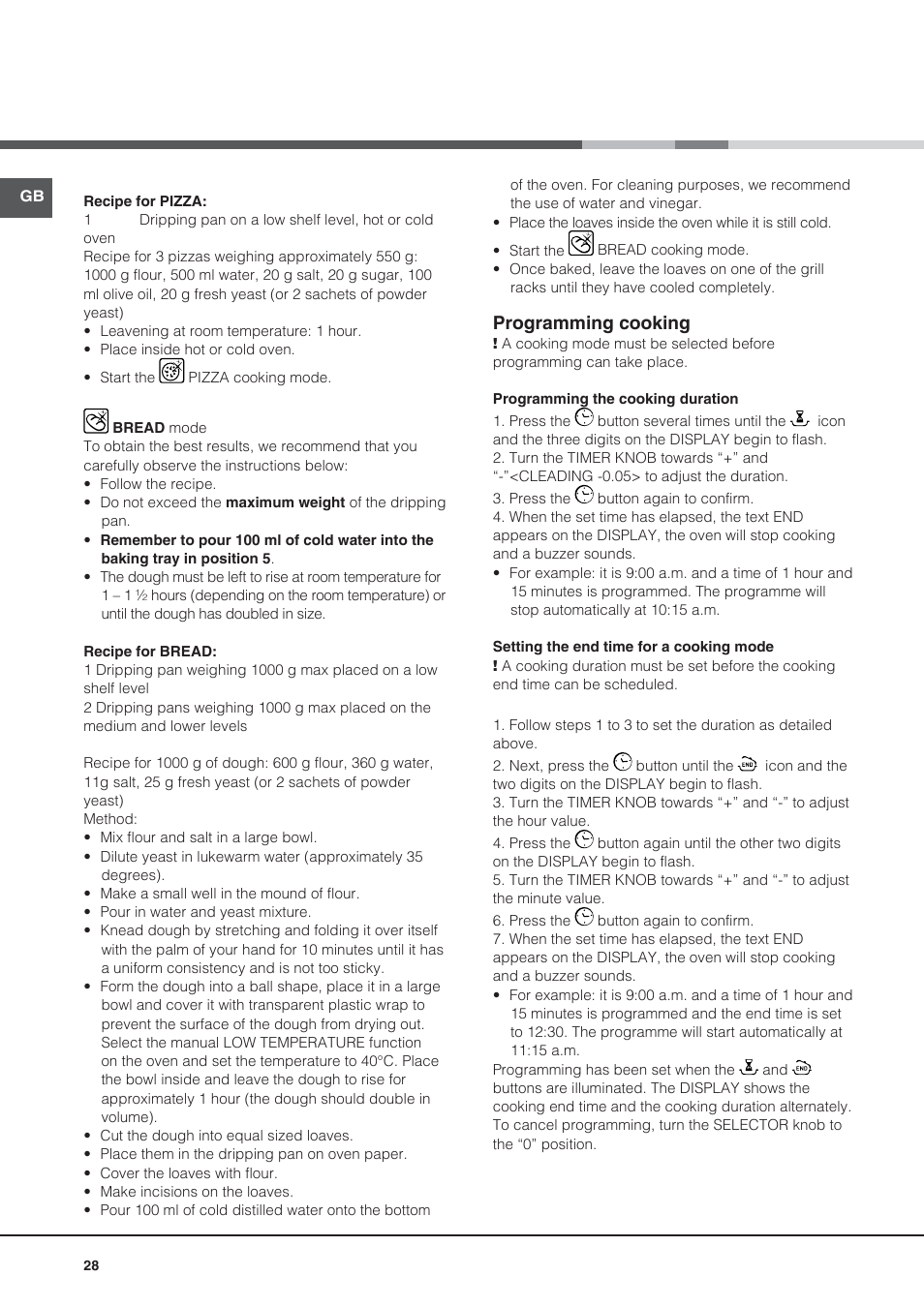 Programming cooking | Hotpoint Ariston CE6IFA.F X F-HA S User Manual | Page 28 / 68