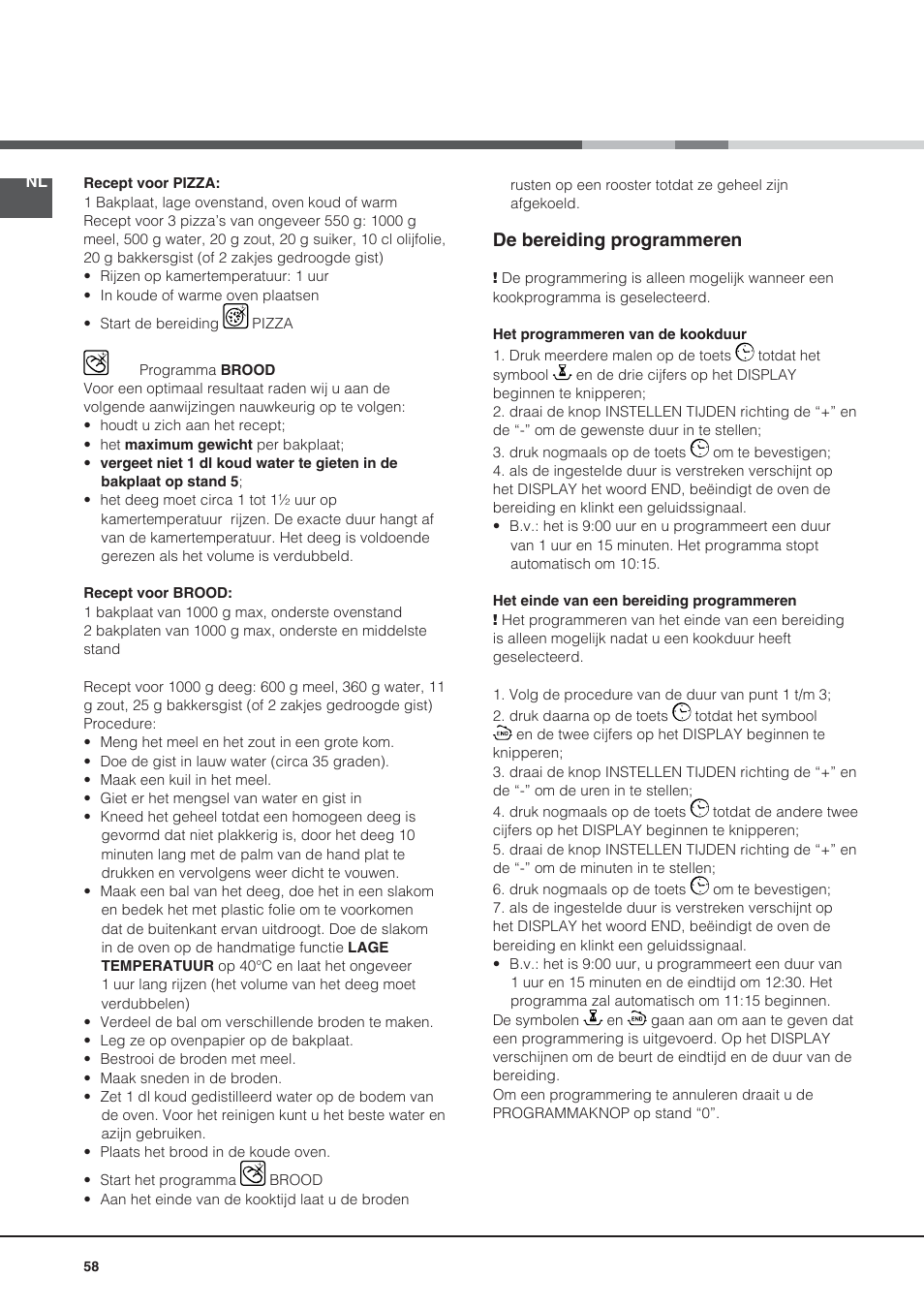 De bereiding programmeren | Hotpoint Ariston CE6IFA.F X F-HA S User Manual | Page 58 / 68