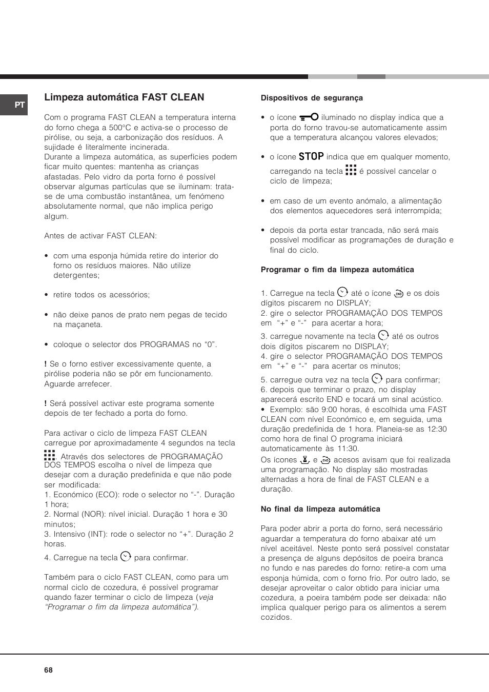 Limpeza automática fast clean | Hotpoint Ariston Luce FK 89 P X-HA User Manual | Page 68 / 72