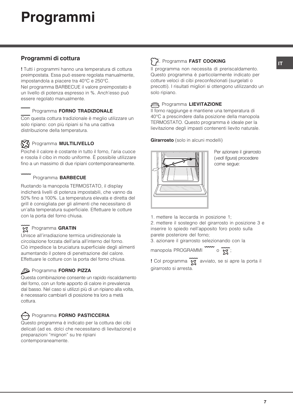 Programmi | Hotpoint Ariston Luce FK 89 P X-HA User Manual | Page 7 / 72