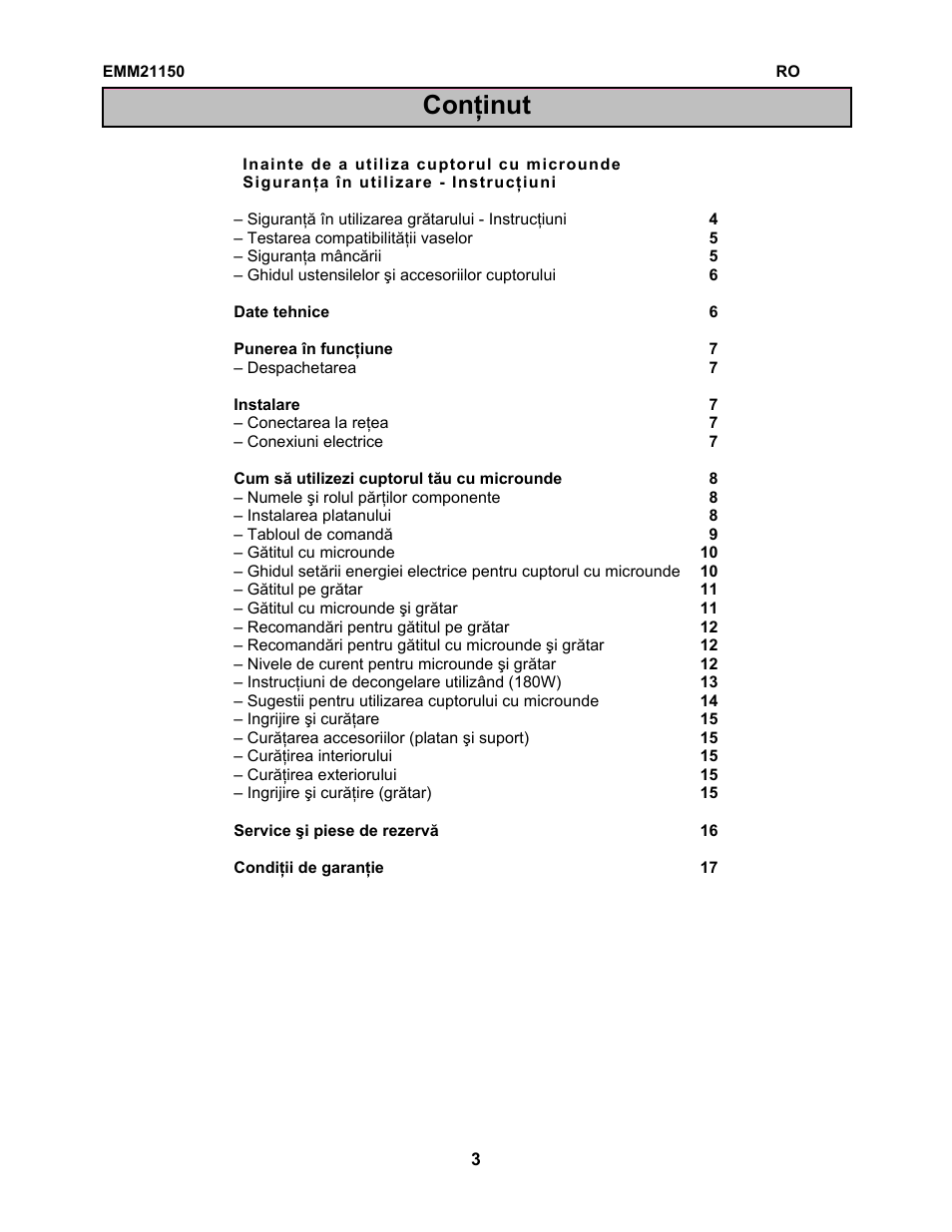 Conţinut | Electrolux EMM21150S User Manual | Page 107 / 164
