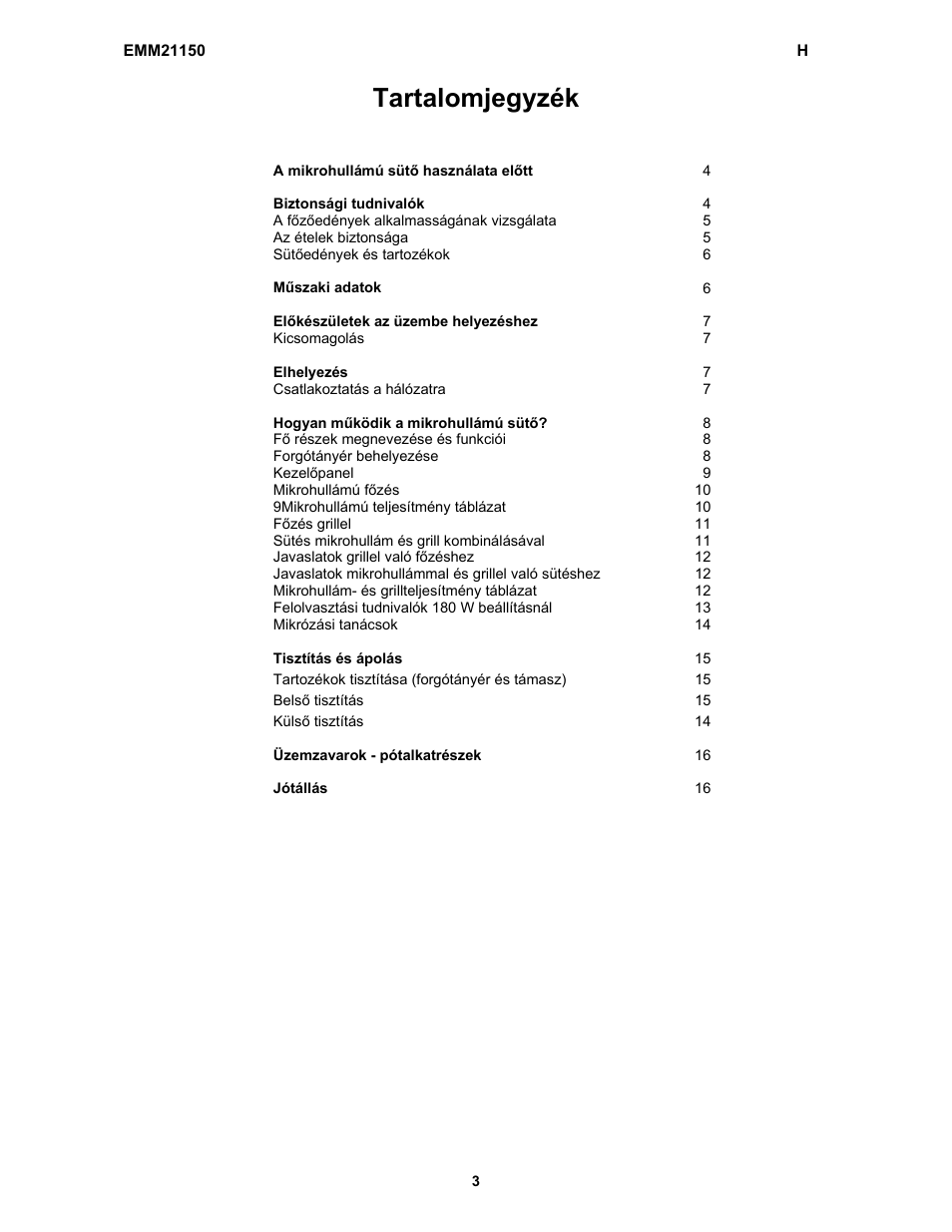 Tartalomjegyzék | Electrolux EMM21150S User Manual | Page 77 / 164