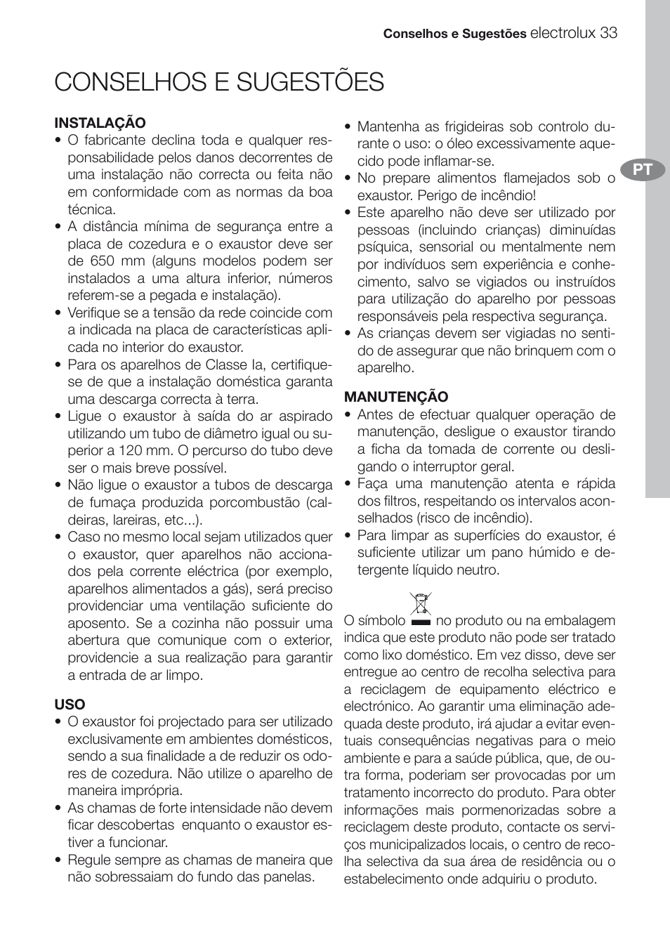 Conselhos e sugestões | Electrolux EFG60750X User Manual | Page 33 / 62