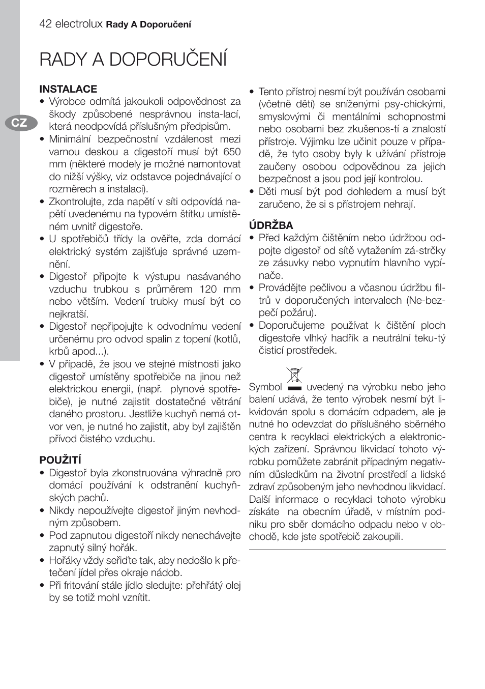 Rady a doporučení | Electrolux EFG60750X User Manual | Page 42 / 62