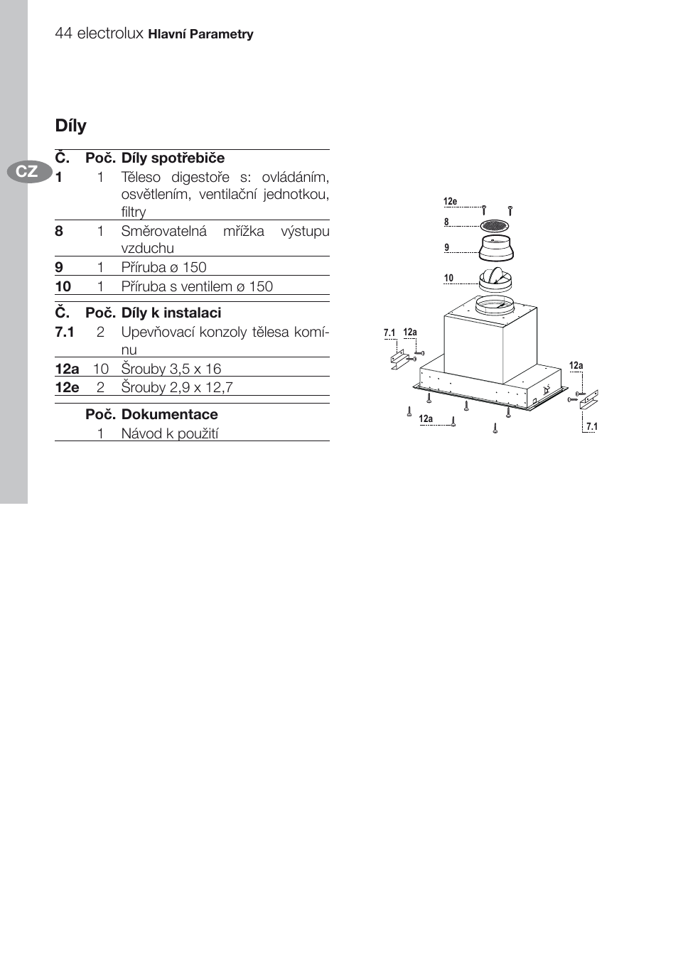 Díly, 44 electrolux | Electrolux EFG60750X User Manual | Page 44 / 62