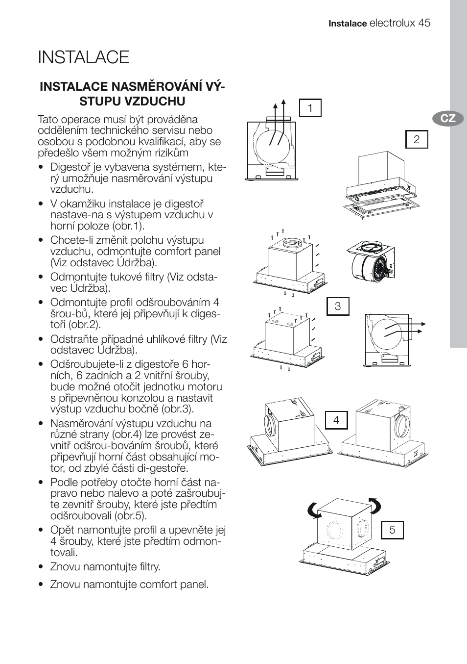 Instalace | Electrolux EFG60750X User Manual | Page 45 / 62