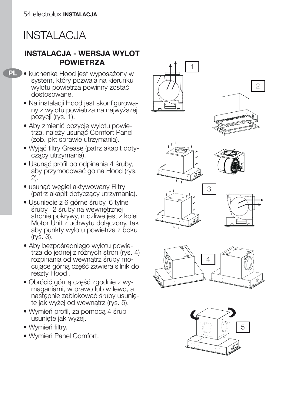 Instalacja | Electrolux EFG60750X User Manual | Page 54 / 62